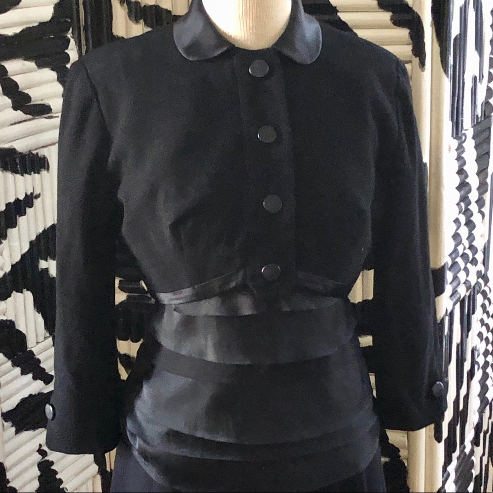 Vintage 1940’s Cropped Wool Jacket Black Small Fab